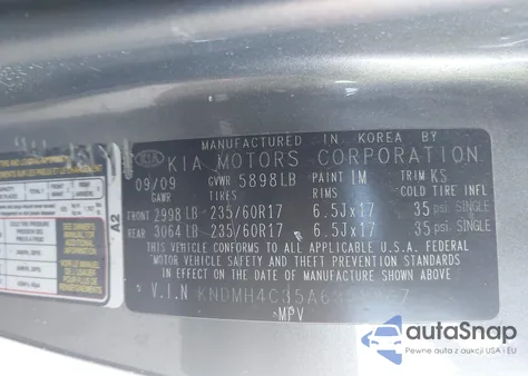 2010 Kia Sedona Ex from USA, damaged, VIN KNDMH4C35A6338807